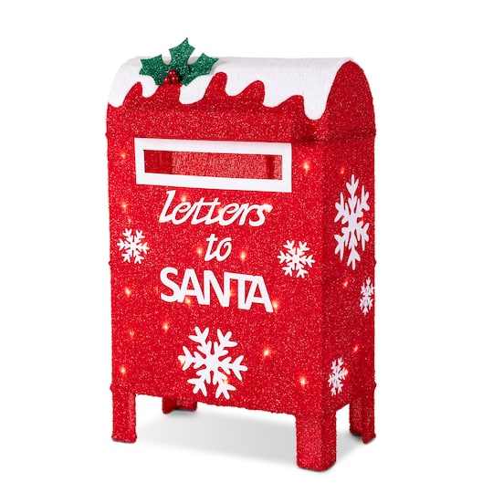 Glitzhome® 28" Christmas 3D Fabric Mailbox with 30 Warm White LED Lights